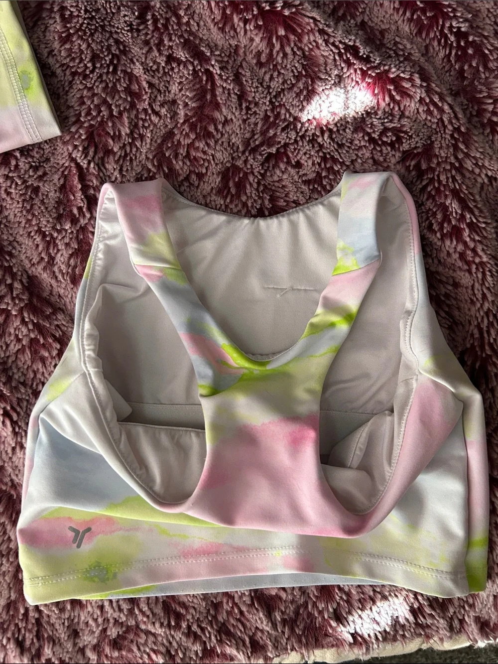 Old Navy Pastel Tie-Dye Leggings & Crop Top Set - Pink, Lime & White